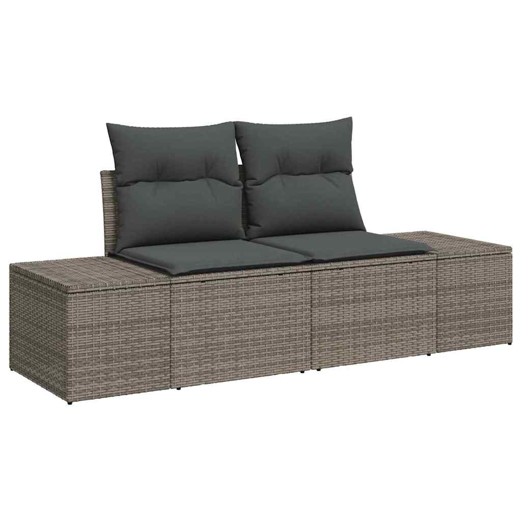 Garten-Sofa-Set mit Speicher 6 pcs Grau Poly Rattan